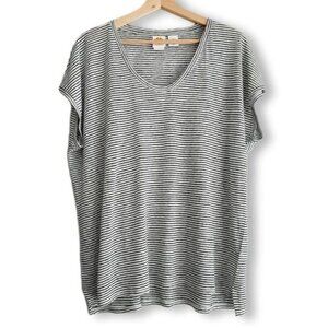 C&C California 100% Linen Stripe Navy & White Tee Sz L